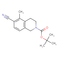 Chemical structure of tert-butyl 6-cyano-5-methyl-1,2,3,4-tetrahydroisoquinoline-2-carboxylate - CSSB00010274229