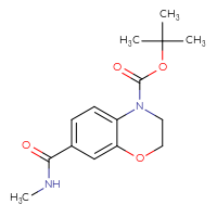 Chemical structure of tert-butyl 7-(methylcarbamoyl)-3,4-dihydro-2H-1,4-benzoxazine-4-carboxylate - CSSB01150689408