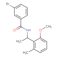 Chemical structure of 3-bromo-N-[1-(2-methoxy-6-methylphenyl)ethyl]benzamide - CSSB15366154704