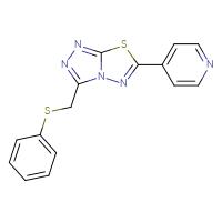 Chemical structure of 4-{3-[(phenylsulfanyl)methyl]-[1,2,4]triazolo[3,4-b][1,3,4]thiadiazol-6-yl}pyridine - CSSB00121637015