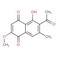 Chemical structure of 6-acetyl-5-hydroxy-2-methoxy-7-methyl-1,4-dihydronaphthalene-1,4-dione - CSSB00137410117