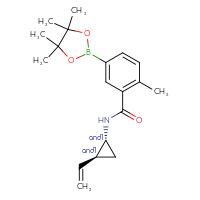 Chemical structure of rac-N-[(1R,2S)-2-ethenylcyclopropyl]-2-methyl-5-(4,4,5,5-tetramethyl-1,3,2-dioxaborolan-2-yl)benzamide - CSSB21331712990