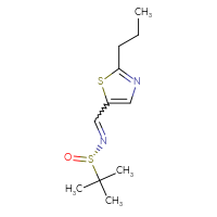 Chemical structure of (S)-2-methyl-N-[(2-propyl-1,3-thiazol-5-yl)methylidene]propane-2-sulfinamide - CSSB02140556934