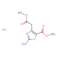 Chemical structure of methyl 2-amino-4-(2-methoxy-2-oxoethyl)-1,3-thiazole-5-carboxylate hydrochloride - CSSB00020621753