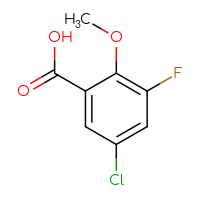 Chemical structure of 5-chloro-3-fluoro-2-methoxybenzoic acid - CSSB00010391476