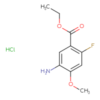 Chemical structure of ethyl 5-amino-2-fluoro-4-methoxybenzoate hydrochloride - CSSB20963516900