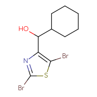 Chemical structure of cyclohexyl(2,5-dibromo-1,3-thiazol-4-yl)methanol - CSSB21246421082