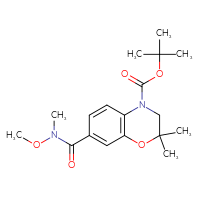 Chemical structure of tert-butyl 7-[methoxy(methyl)carbamoyl]-2,2-dimethyl-3,4-dihydro-2H-1,4-benzoxazine-4-carboxylate - CSSB21151589769