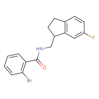 Chemical structure of 2-bromo-N-[(6-fluoro-2,3-dihydro-1H-inden-1-yl)methyl]benzamide - CSSB21432556825
