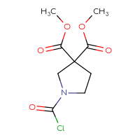 Chemical structure of 3,3-dimethyl 1-(carbonochloridoyl)pyrrolidine-3,3-dicarboxylate - CSSB02149205831
