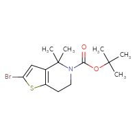 Chemical structure of tert-butyl 2-bromo-4,4-dimethyl-4H,5H,6H,7H-thieno[3,2-c]pyridine-5-carboxylate - CSSB21193465556