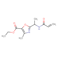 Chemical structure of ethyl 4-methyl-2-[1-(prop-2-enamido)ethyl]-1,3-oxazole-5-carboxylate - CSSB06741663180
