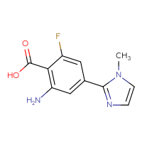 Chemical structure of 2-amino-6-fluoro-4-(1-methyl-1H-imidazol-2-yl)benzoic acid - CSSB00102723396