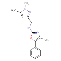 Chemical structure of N-[(1,5-dimethyl-1H-pyrazol-3-yl)methyl]-4-methyl-5-phenyl-1,3-oxazol-2-amine - CSSB15320590975