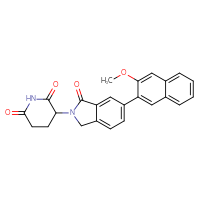 Chemical structure of 3-[6-(3-methoxynaphthalen-2-yl)-1-oxo-2,3-dihydro-1H-isoindol-2-yl]piperidine-2,6-dione - CSSB06593469287
