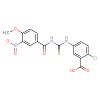 Chemical structure of 2-chloro-5-({[(4-methoxy-3-nitrophenyl)formamido]methanethioyl}amino)benzoic acid - CSSB00102591772