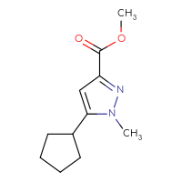 Chemical structure of methyl 5-cyclopentyl-1-methyl-1H-pyrazole-3-carboxylate - CSSB01670702453