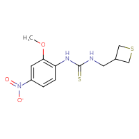 Chemical structure of 1-(2-methoxy-4-nitrophenyl)-3-[(thietan-3-yl)methyl]thiourea - CSSB21432495393