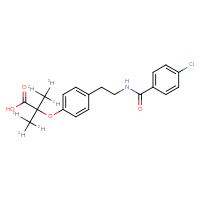 Chemical structure of 2-(4-{2-[(4-chlorophenyl)formamido]ethyl}phenoxy)-2-(²H₃)methyl(²H₃)propanoic acid - CSSB00160812397