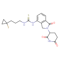 Chemical structure of 1-[2-(2,6-dioxopiperidin-3-yl)-1-oxo-2,3-dihydro-1H-isoindol-4-yl]-3-[3-(1-fluorocyclopropyl)propyl]thiourea - CSSB21432509467