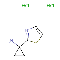 Chemical structure of 1-(1,3-thiazol-2-yl)cyclopropan-1-amine dihydrochloride - CSSB20577860680