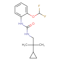 Chemical structure of 3-(2-cyclopropyl-2-methylpropyl)-1-[2-(difluoromethoxy)phenyl]urea - CSSB02059694572