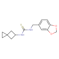 Chemical structure of 1-[(2H-1,3-benzodioxol-5-yl)methyl]-3-{spiro[2.3]hexan-5-yl}thiourea - CSSB01900384467