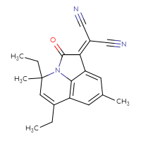 Chemical structure of 2-{9,11-diethyl-6,11-dimethyl-2-oxo-1-azatricyclo[6.3.1.0⁴,¹²]dodeca-4,6,8(12),9-tetraen-3-ylidene}propanedinitrile - CSSB00020598079