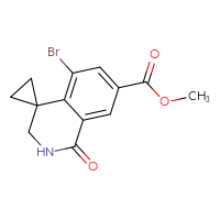 Chemical structure of methyl 5'-bromo-1'-oxo-2',3'-dihydro-1'H-spiro[cyclopropane-1,4'-isoquinoline]-7'-carboxylate - CSSB21349744338