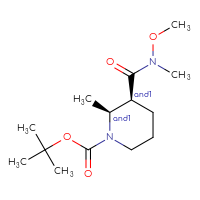 Chemical structure of rac-tert-butyl (2R,3R)-3-[methoxy(methyl)carbamoyl]-2-methylpiperidine-1-carboxylate - CSSB21291563496