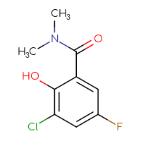 Chemical structure of 3-chloro-5-fluoro-2-hydroxy-N,N-dimethylbenzamide - CSSB01991434292