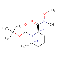 Chemical structure of rac-tert-butyl (2R,6S)-2-[methoxy(methyl)carbamoyl]-6-methylpiperidine-1-carboxylate - CSSB21291563002