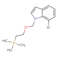 Chemical structure of 7-bromo-1-{[2-(trimethylsilyl)ethoxy]methyl}-1H-indole - CSSB03219875723