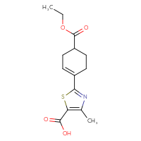 Chemical structure of 2-[4-(ethoxycarbonyl)cyclohex-1-en-1-yl]-4-methyl-1,3-thiazole-5-carboxylic acid - CSSB21531607989