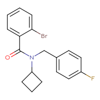 Chemical structure of 2-bromo-N-cyclobutyl-N-[(4-fluorophenyl)methyl]benzamide - CSSB15478372447