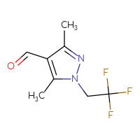 Chemical structure of 3,5-dimethyl-1-(2,2,2-trifluoroethyl)-1H-pyrazole-4-carbaldehyde - CSSB00011741617