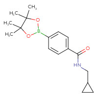 Chemical structure of N-(cyclopropylmethyl)-4-(4,4,5,5-tetramethyl-1,3,2-dioxaborolan-2-yl)benzamide - CSSB00059238777