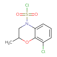 Chemical structure of 8-chloro-2-methyl-3,4-dihydro-2H-1,4-benzoxazine-4-sulfonyl chloride - CSSB14992070043