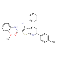 Chemical structure of 3-amino-N-(2-methoxyphenyl)-6-(4-methylphenyl)-4-phenylthieno[2,3-b]pyridine-2-carboxamide - CSSB00103159558