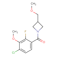 Chemical structure of 1-(4-chloro-2-fluoro-3-methoxybenzoyl)-3-(methoxymethyl)azetidine - CSSB06674954900