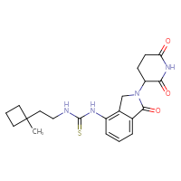 Chemical structure of 1-[2-(2,6-dioxopiperidin-3-yl)-1-oxo-2,3-dihydro-1H-isoindol-4-yl]-3-[2-(1-methylcyclobutyl)ethyl]thiourea - CSSB21432546885