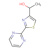 Chemical structure of 1-[2-(pyrimidin-2-yl)-1,3-thiazol-4-yl]ethan-1-ol - CSSB00012101162