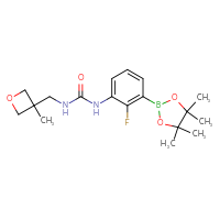 Chemical structure of 1-[2-fluoro-3-(4,4,5,5-tetramethyl-1,3,2-dioxaborolan-2-yl)phenyl]-3-[(3-methyloxetan-3-yl)methyl]urea - CSSB03606253007