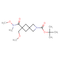 Chemical structure of tert-butyl 6-[methoxy(methyl)carbamoyl]-6-(methoxymethyl)-2-azaspiro[3.3]heptane-2-carboxylate - CSSB21151591659