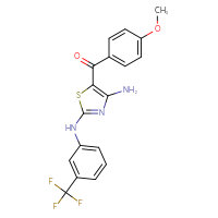 Chemical structure of 5-(4-methoxybenzoyl)-N2-[3-(trifluoromethyl)phenyl]-1,3-thiazole-2,4-diamine - CSSB00160739642