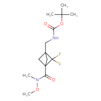 Chemical structure of tert-butyl N-({2,2-difluoro-3-[methoxy(methyl)carbamoyl]bicyclo[1.1.1]pentan-1-yl}methyl)carbamate - CSSB14991244827