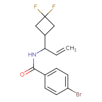 Chemical structure of 4-bromo-N-[1-(3,3-difluorocyclobutyl)prop-2-en-1-yl]benzamide - CSSB21432554260