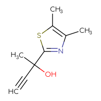 Chemical structure of 2-(4,5-dimethyl-1,3-thiazol-2-yl)but-3-yn-2-ol - CSSB00023600064