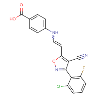 Chemical structure of 4-({2-[3-(2-chloro-6-fluorophenyl)-4-cyano-1,2-oxazol-5-yl]ethenyl}amino)benzoic acid - CSSB02125603411