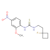 Chemical structure of 3-[2-(1-fluorocyclobutyl)ethyl]-1-(2-methoxy-4-nitrophenyl)thiourea - CSSB06985978718